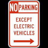 No Parking Except Electric Vehicle Sign Right Arrow